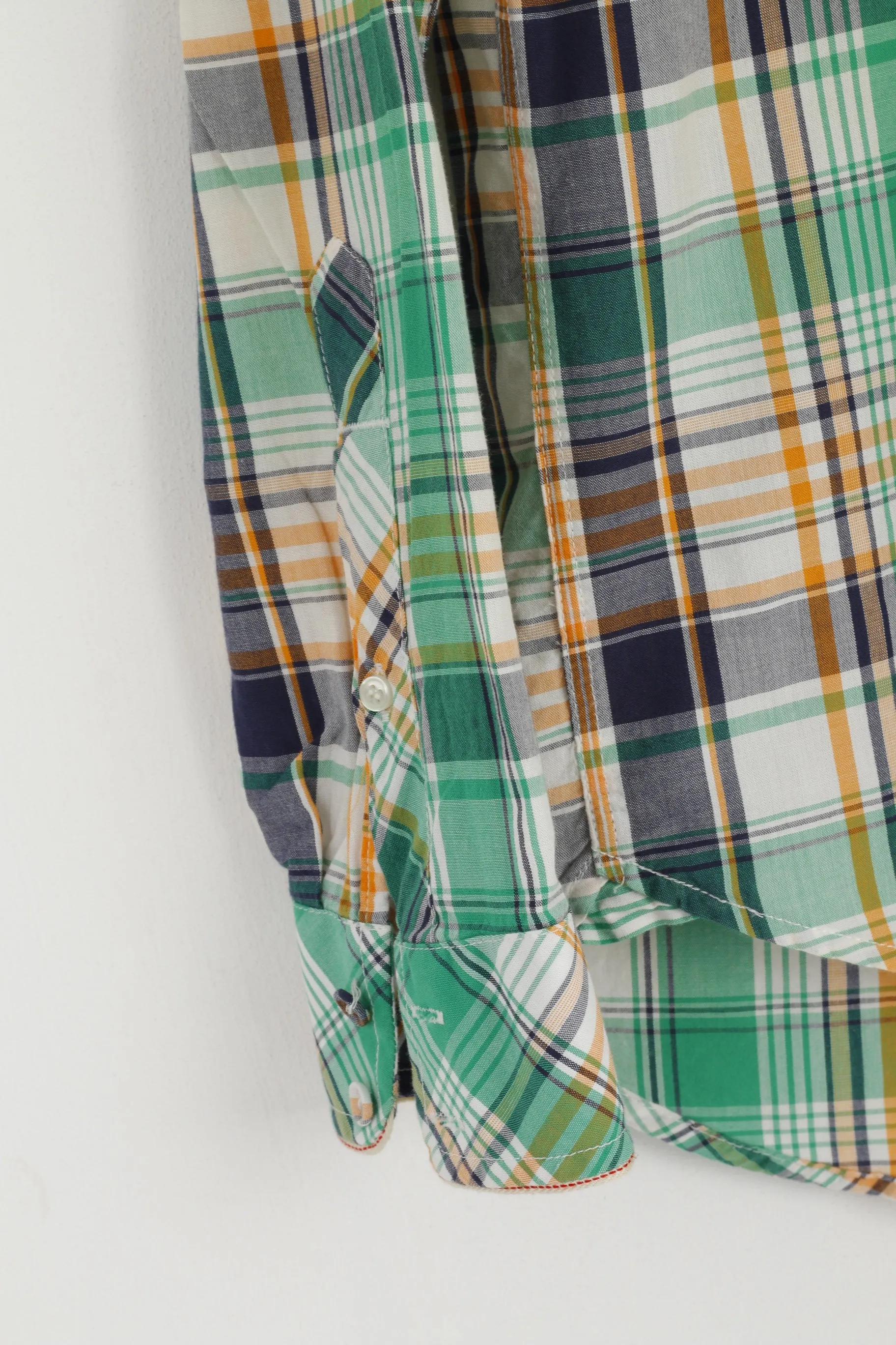 Diesel Men S Casual Shirt Green Cotton Checkered Zip Pocket Long Sleeve Top