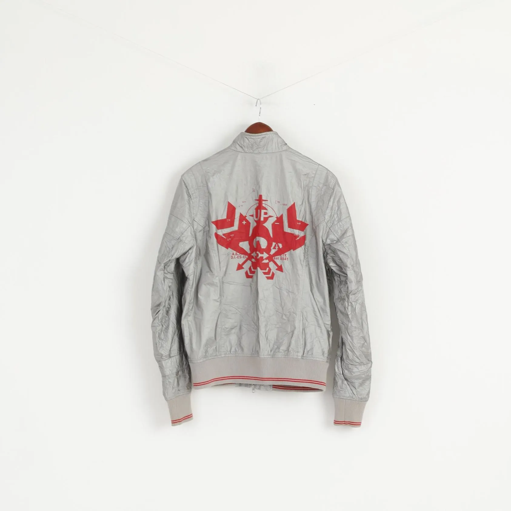 Diesel Women L Jacket Silver Shiny Full Zipper Bomber  Typ 78 Project Space Top