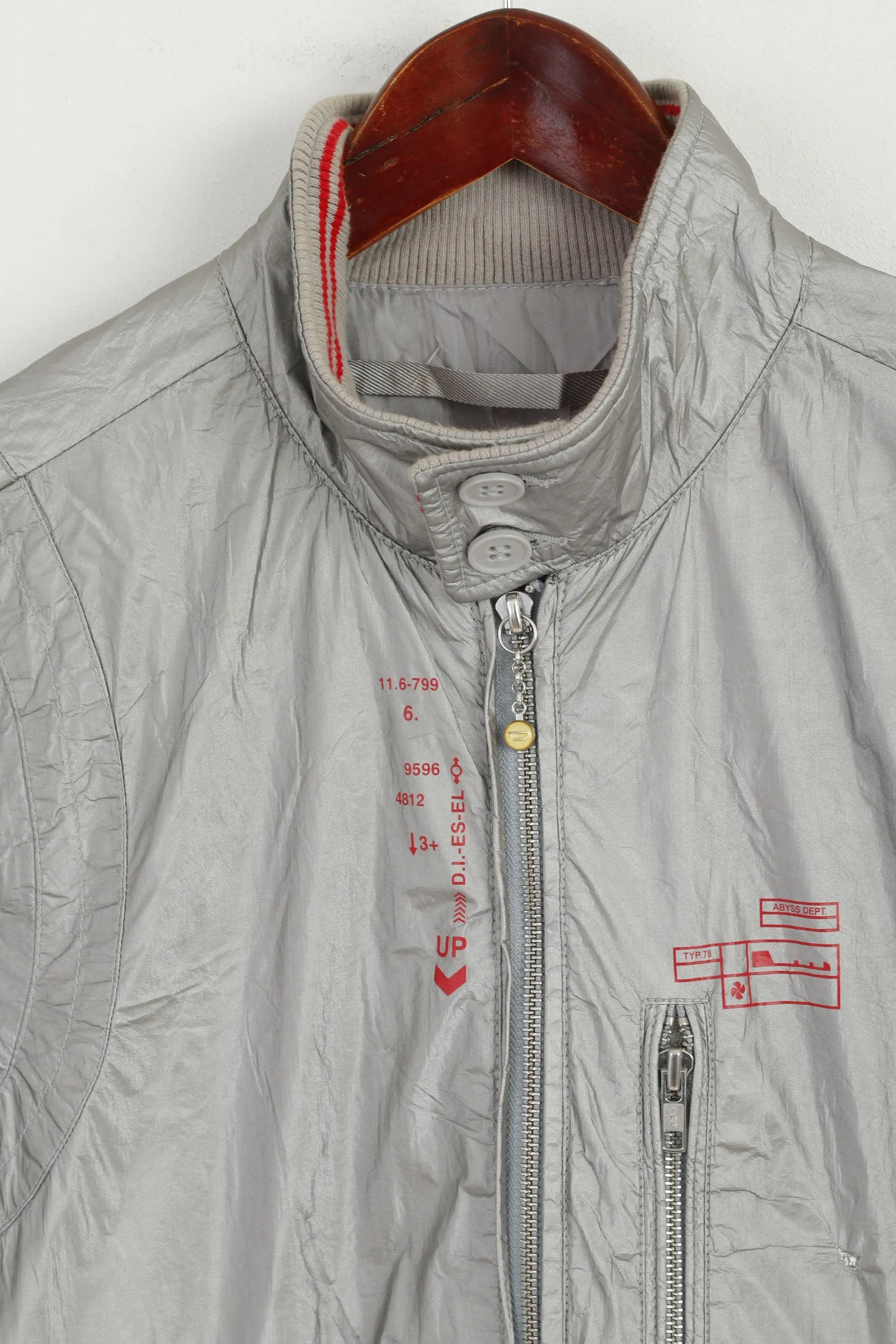 Diesel Women L Jacket Silver Shiny Full Zipper Bomber  Typ 78 Project Space Top
