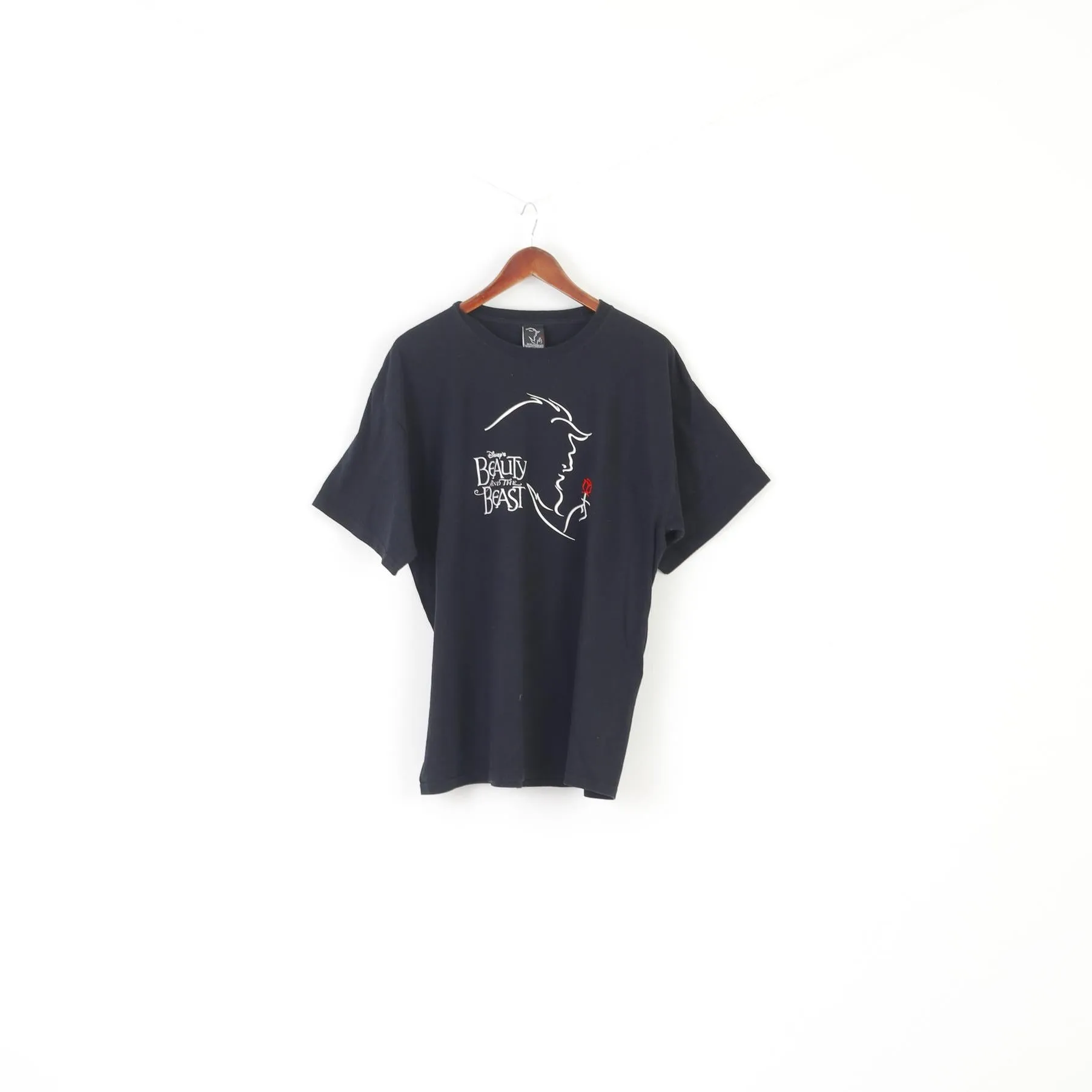 Disney Beaty And The Beast Men XL Shirt Black Cotton Graphics Rose Classic Top
