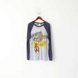 Disney Store Men M Shirt Blue Goofys Glider Long Sleeve Crew Neck Cotton Top