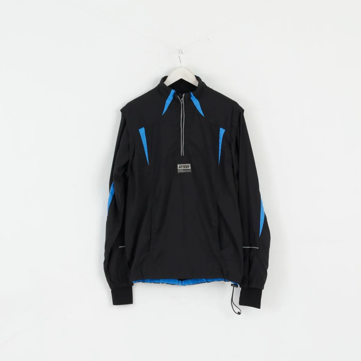 Dobsom Men M Run Jacket Black Zip Neck ReflectiveRemovable Sleeve Top