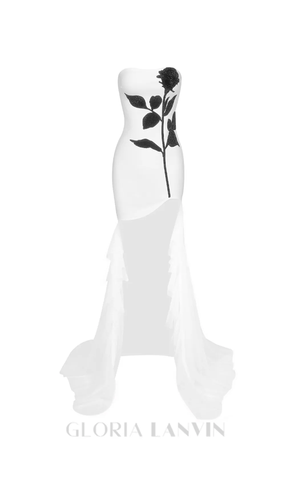 DOROTHY OFF-SHOULDER CONTRAST FLOWER GOWN IN WHITE Gloria Lanvin