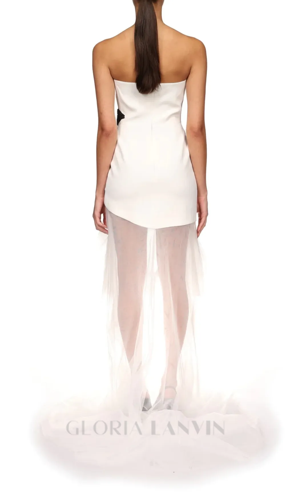DOROTHY OFF-SHOULDER CONTRAST FLOWER GOWN IN WHITE Gloria Lanvin
