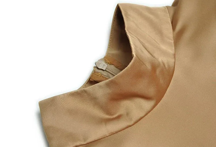 DOUBLE LAYER MESH SATIN LONG SLEEVE MAXI DRESS Gloria Lanvin