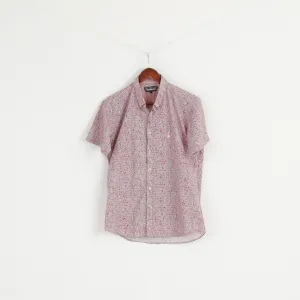 Duck And Cover Men L (M) Casual Shirt Pink Exclusive Print Short Sleeve Top