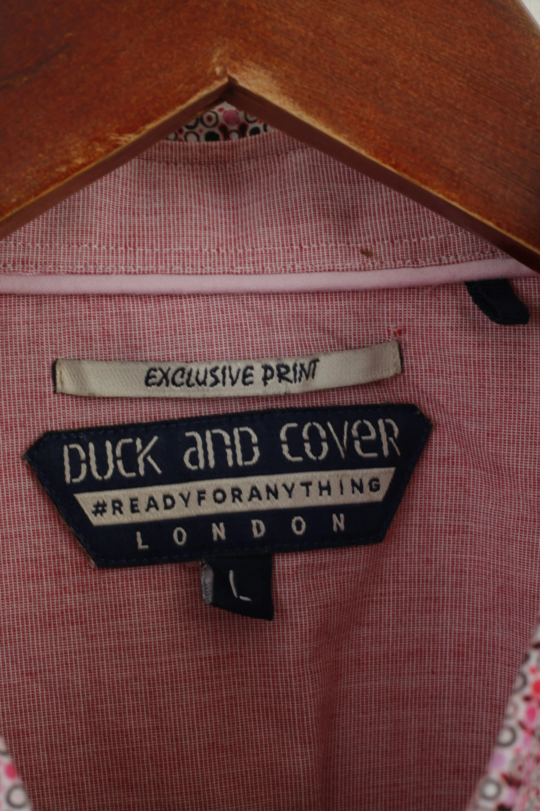 Duck And Cover Men L (M) Casual Shirt Pink Exclusive Print Short Sleeve Top