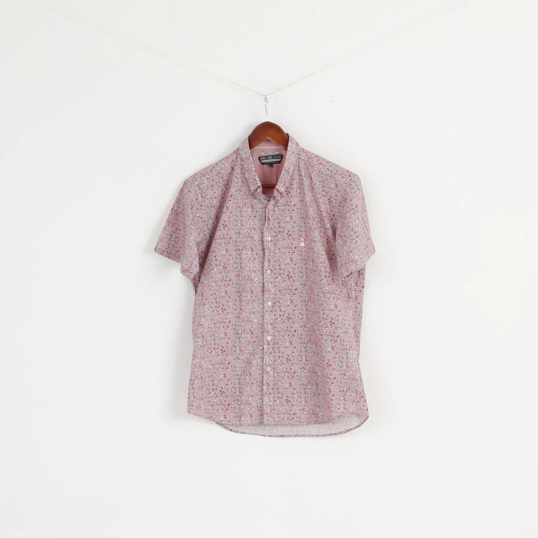 Duck And Cover Men L (M) Casual Shirt Pink Exclusive Print Short Sleeve Top