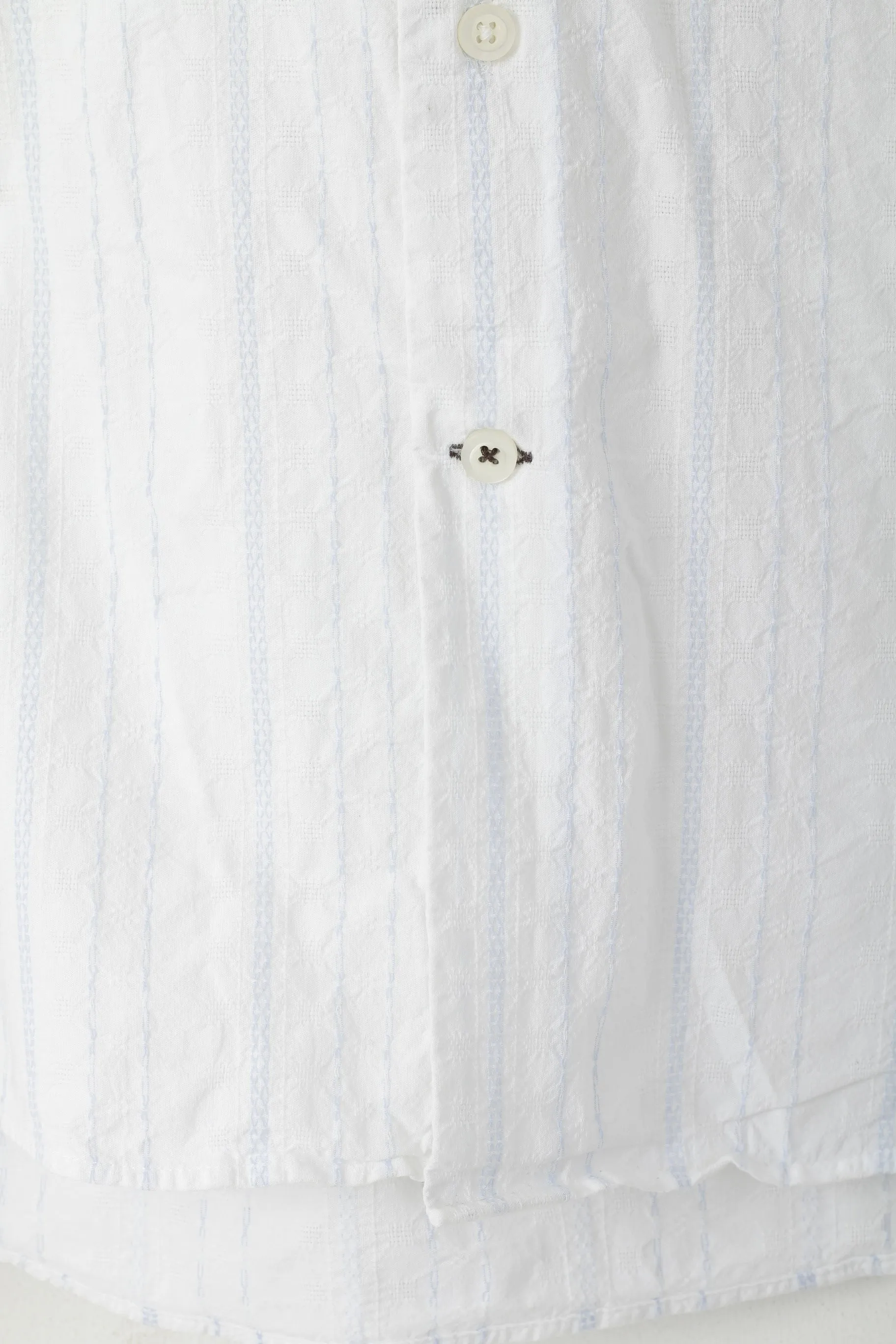 Duck and Cover Men XL (L) Casual Shirt White Cotton Striped Texture Long Sleeve Top
