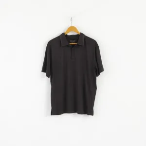 Dunlop Golf Classic Men L Polo Shirt  Black Shiny  Detailed Buttons Plain Top