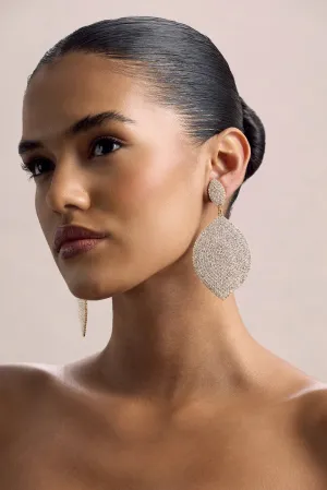 Ego | Gold Diamante Leaf Drop Earrings Club L London