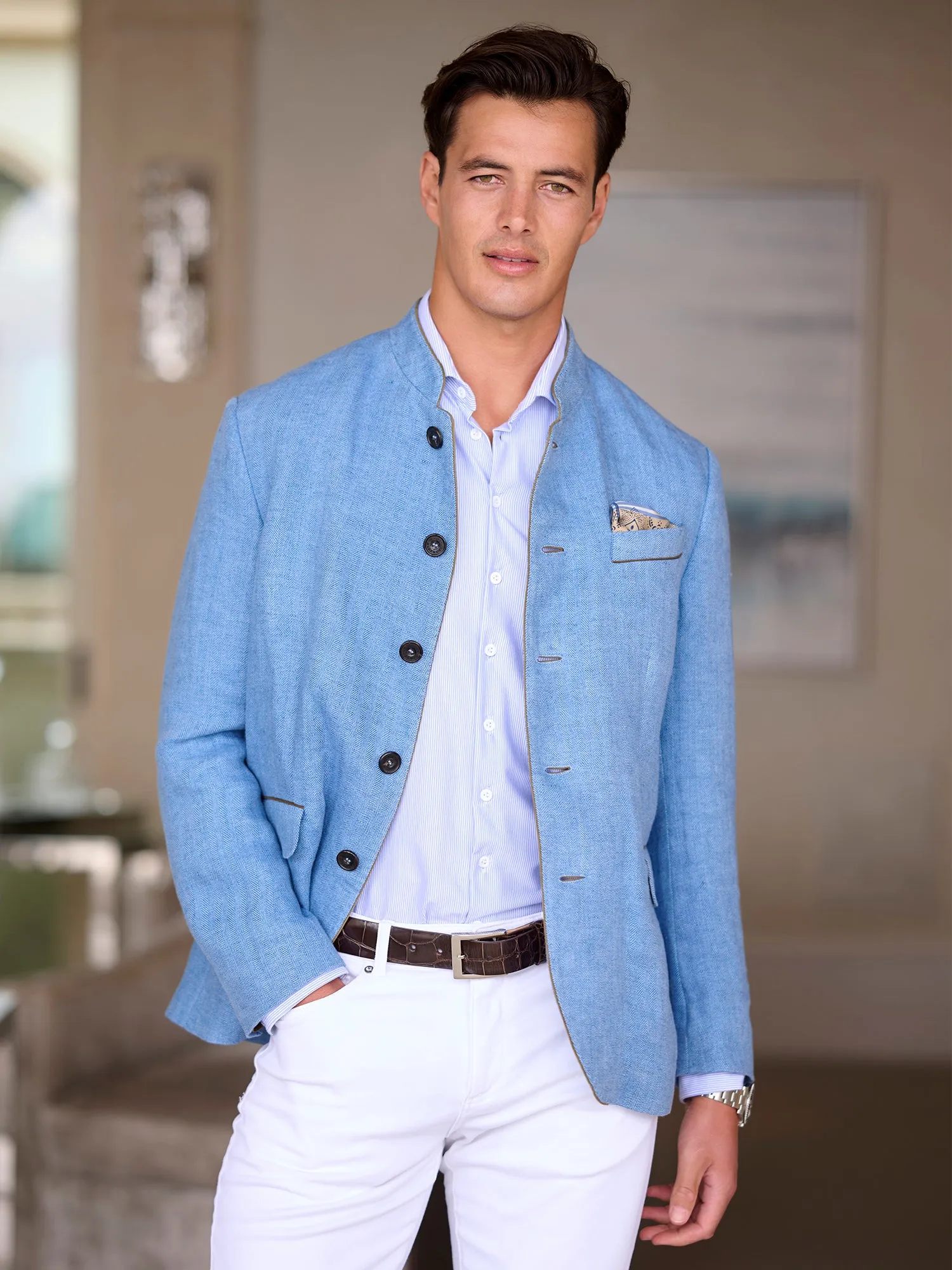 Elias Herringbone Linen Jacket