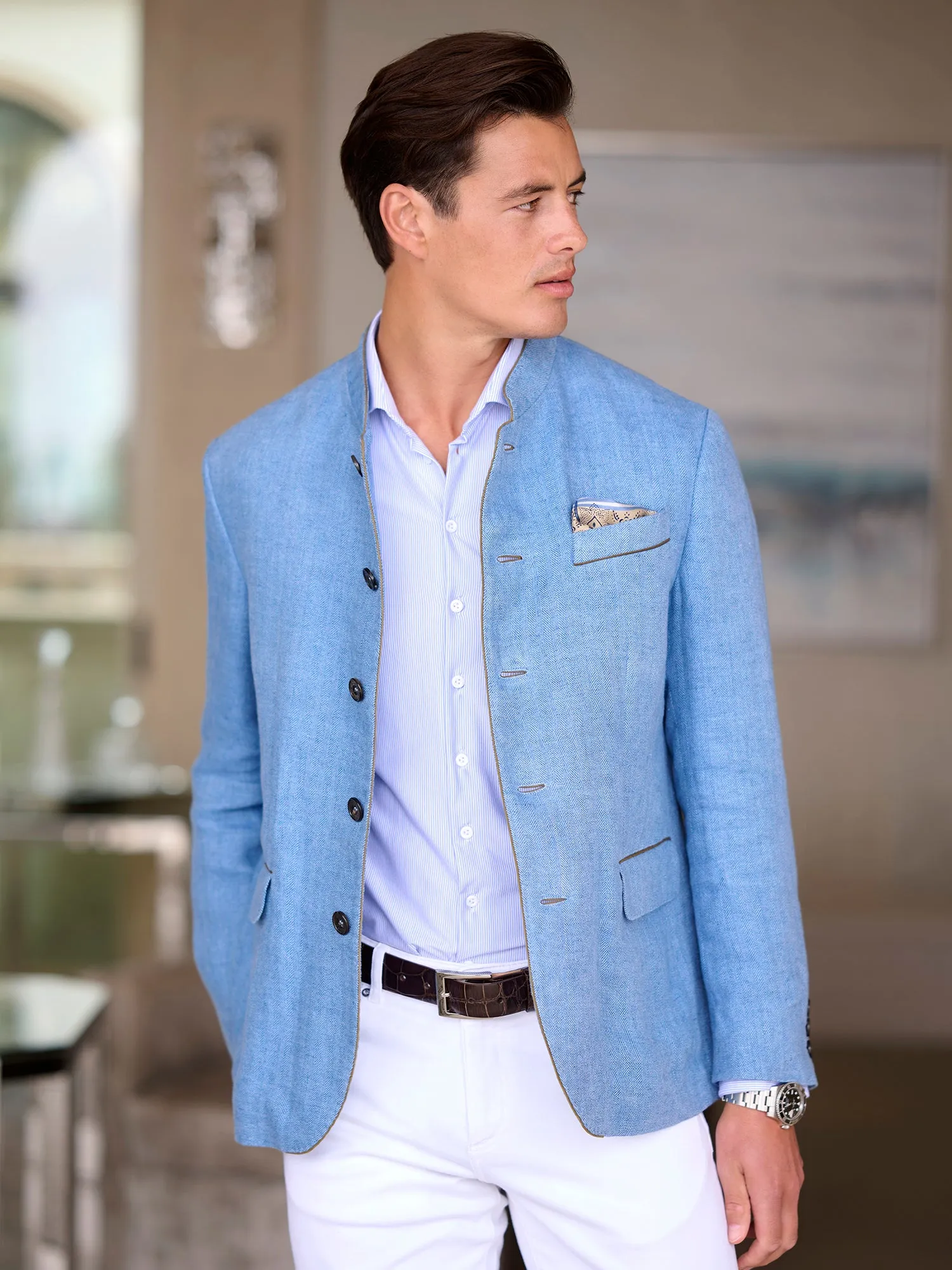 Elias Herringbone Linen Jacket