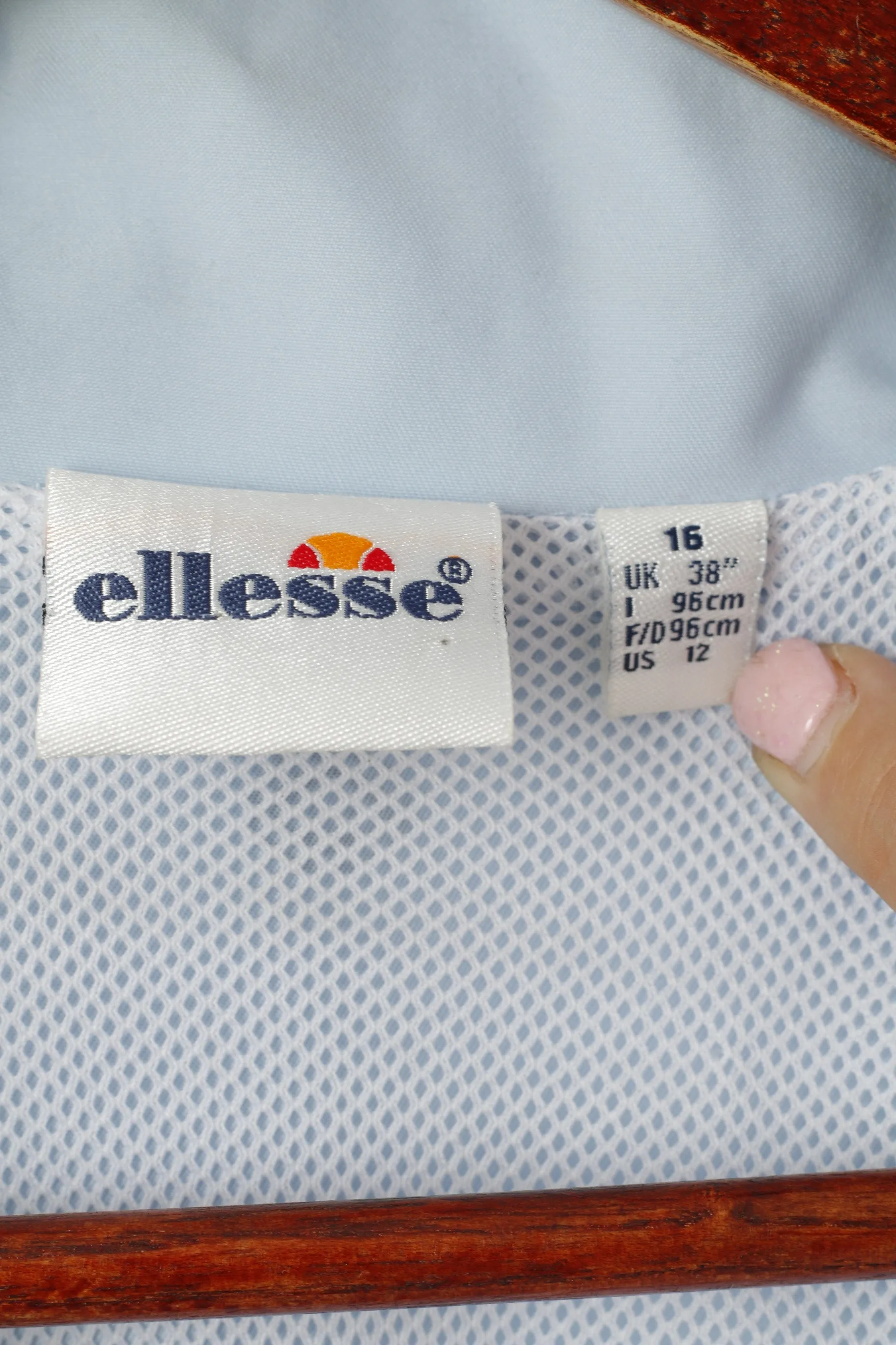 Ellesse Women 16 38'' M Pullover Jacket Ligh Blue Sport Zip Neck Active Top
