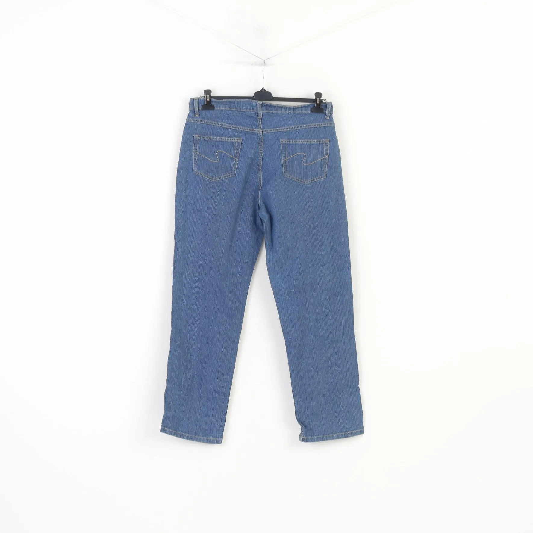 Encadee Women 46 Trousers Denim Jeans Blue Cotton Vintage Classic Pants