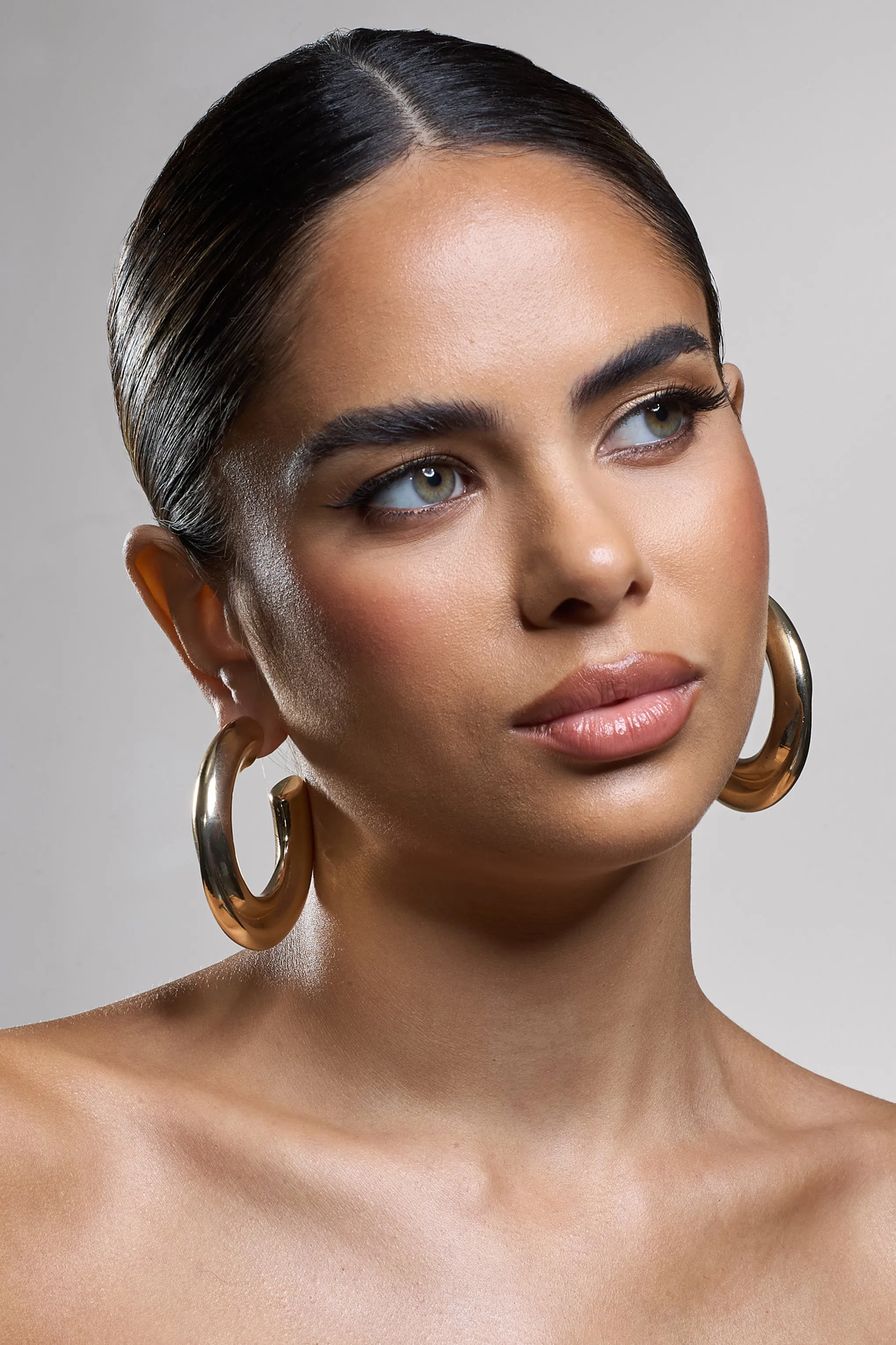 Ennis | Gold Chunky Hoop Earrings Club L London
