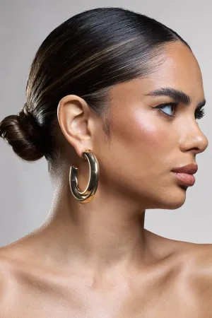 Ennis | Gold Chunky Hoop Earrings Club L London