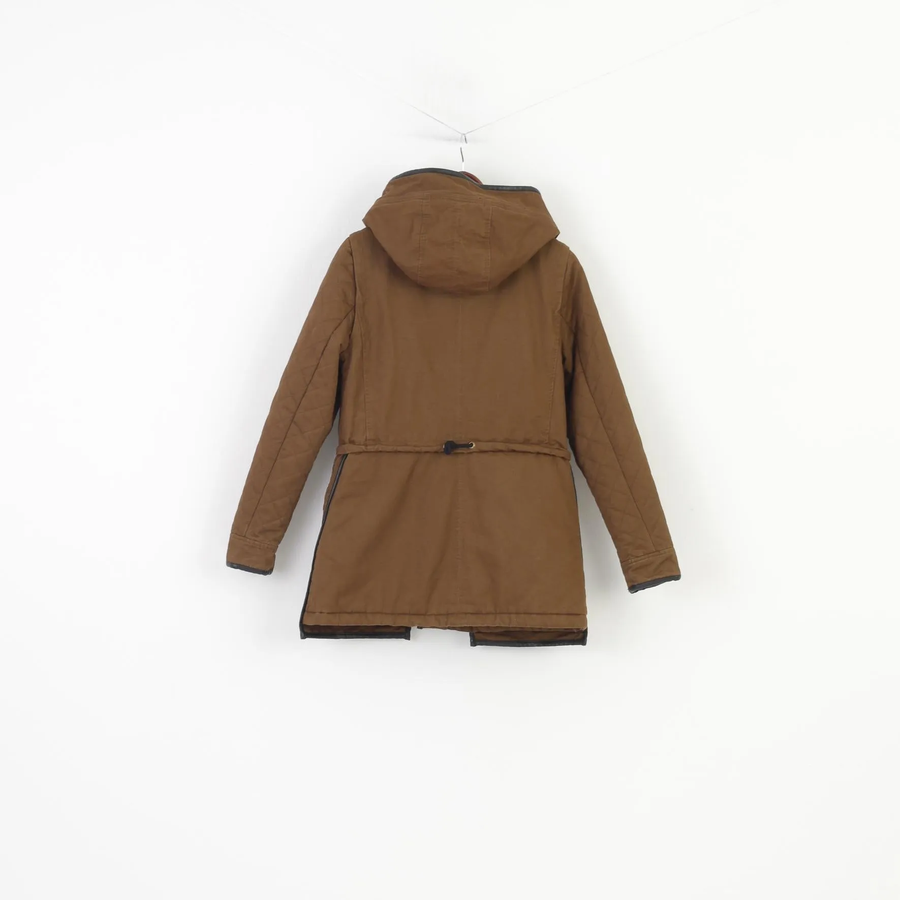 Epister Woman L M Jacket Khaki Padded Full Zipper Hood Winter Pockets Cotton Vintage Top