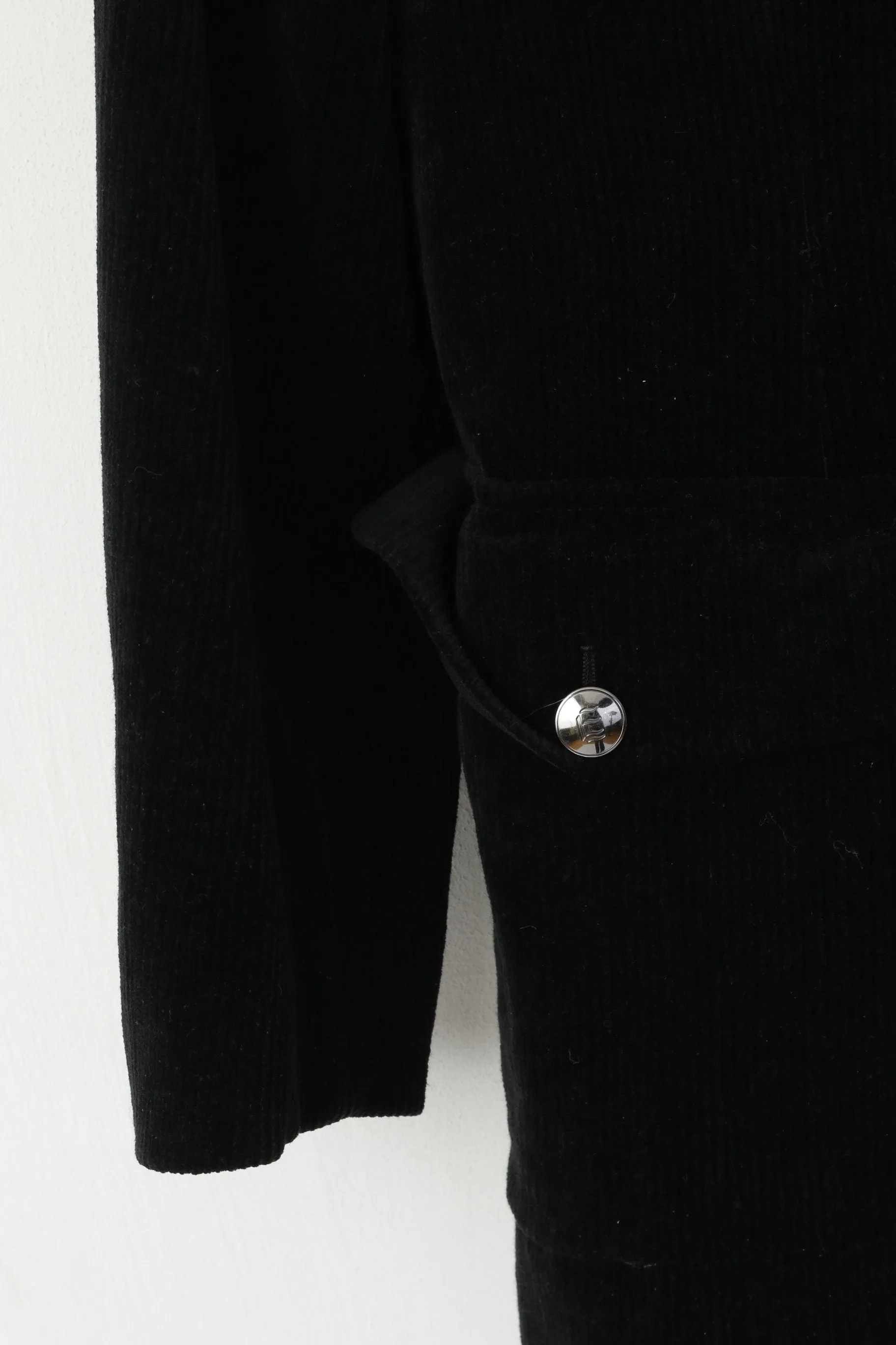 Escada Sport Women 40 M Jacket Black Corduroy Single Breasted Stand Up Collar Blazer