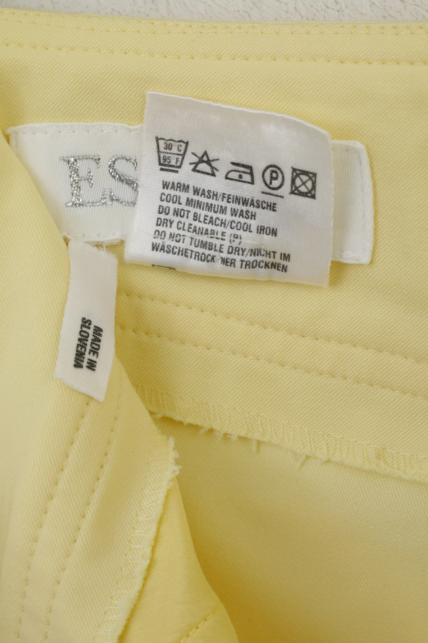Escada Women 38 Trousers Yellow Nylon Stretch Summer Straight Leg Pants