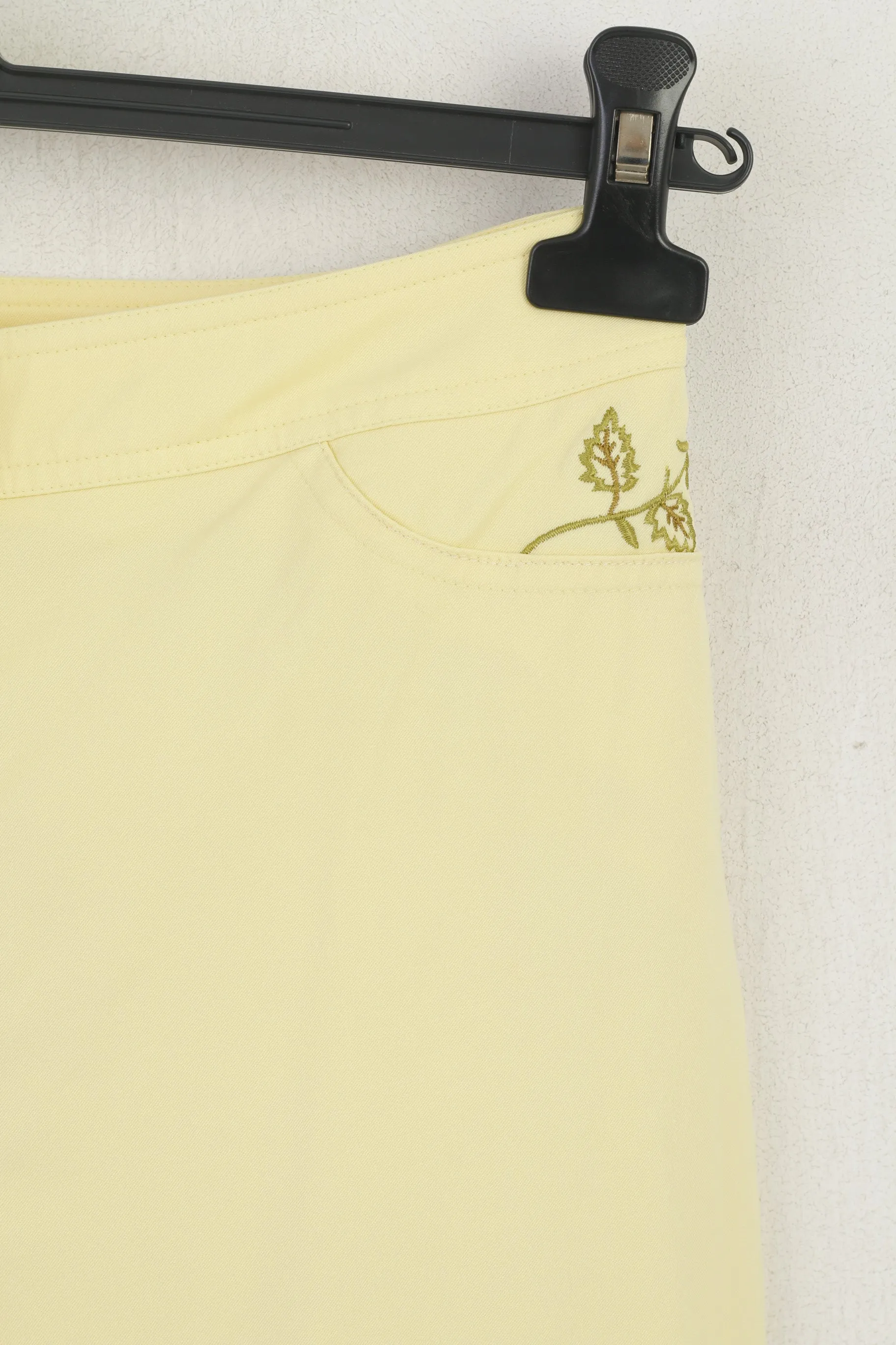 Escada Women 38 Trousers Yellow Nylon Stretch Summer Straight Leg Pants
