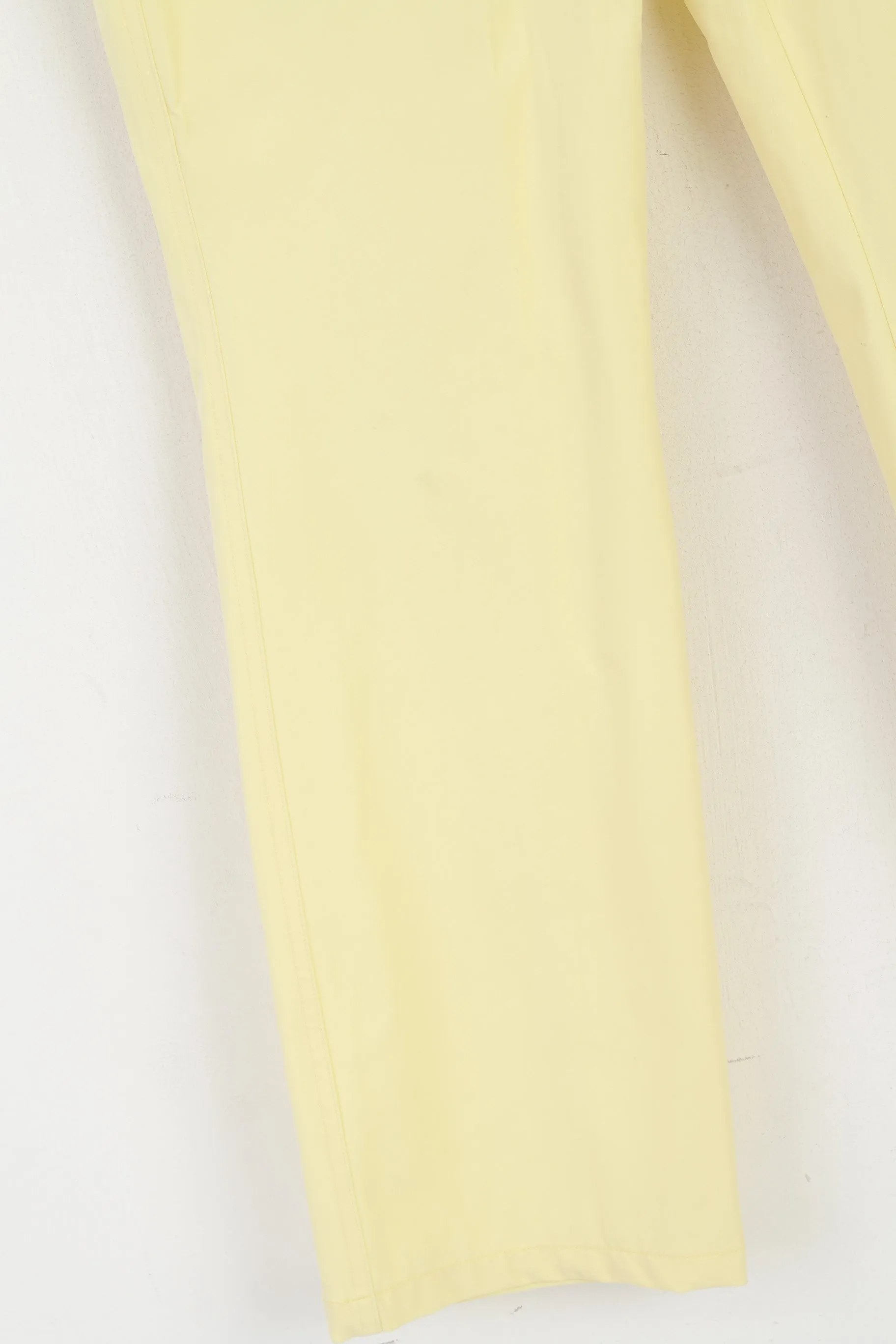 Escada Women 38 Trousers Yellow Nylon Stretch Summer Straight Leg Pants