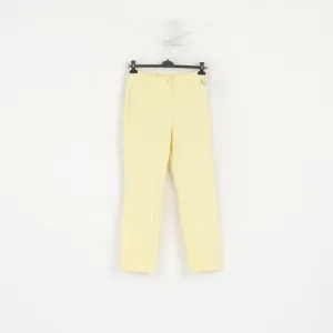 Escada Women 38 Trousers Yellow Nylon Stretch Summer Straight Leg Pants
