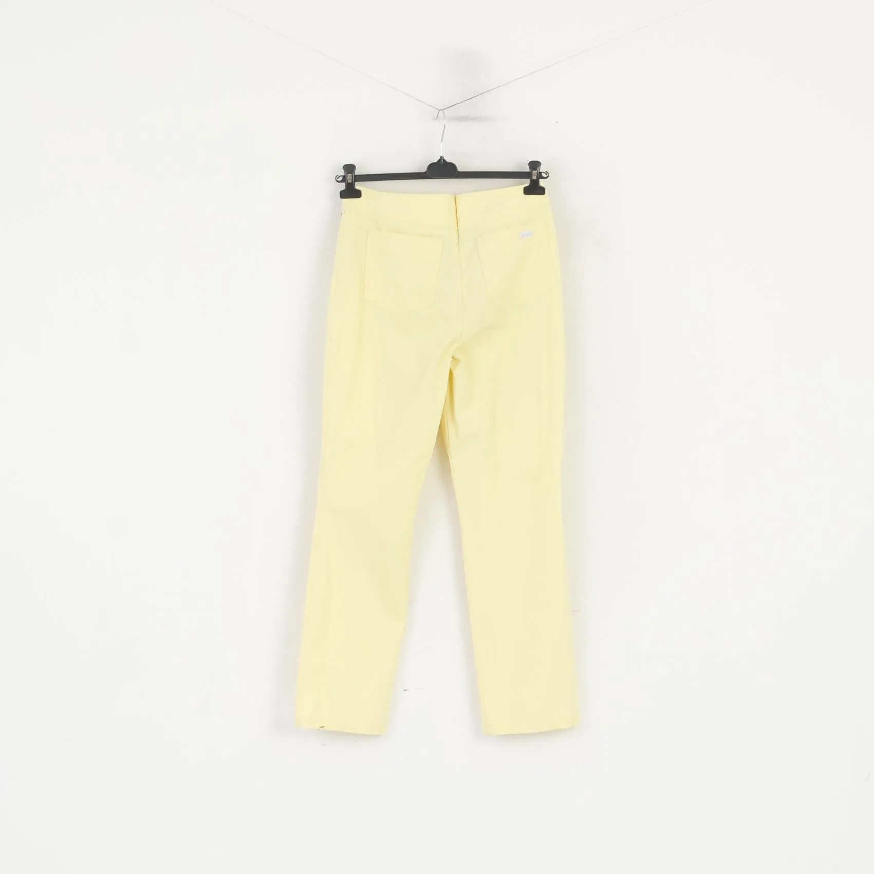 Escada Women 38 Trousers Yellow Nylon Stretch Summer Straight Leg Pants