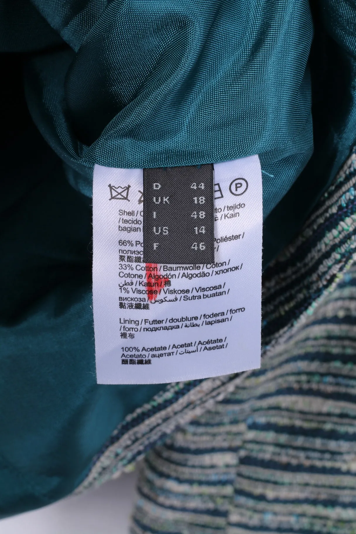 Esprit Women 18 44 Blazer Green Stiped Stand Up Collar  Jacket Top