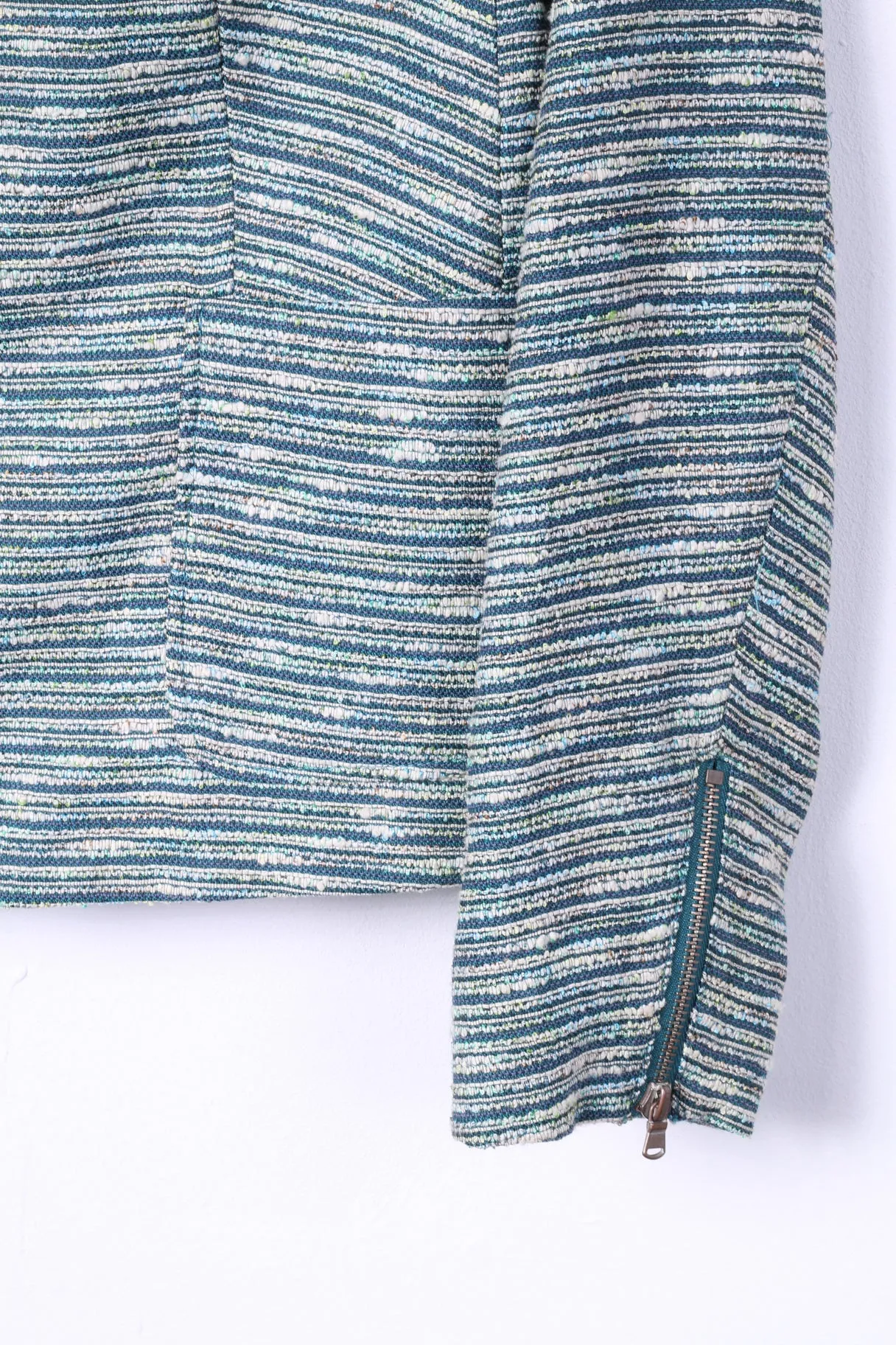 Esprit Women 18 44 Blazer Green Stiped Stand Up Collar  Jacket Top