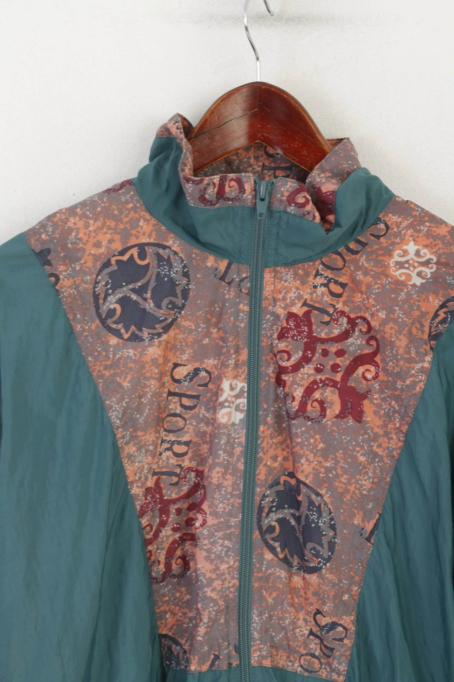 Etirel Men M Bomber Jacket Green Vintage Shiny Nylon Festival Full Zip Sport Top