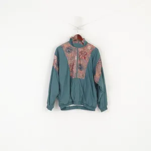 Etirel Men M Bomber Jacket Green Vintage Shiny Nylon Festival Full Zip Sport Top