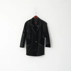 Fair Lady Modell Women M Jacket Black Leather Vintage 90s Shiny Classic Top