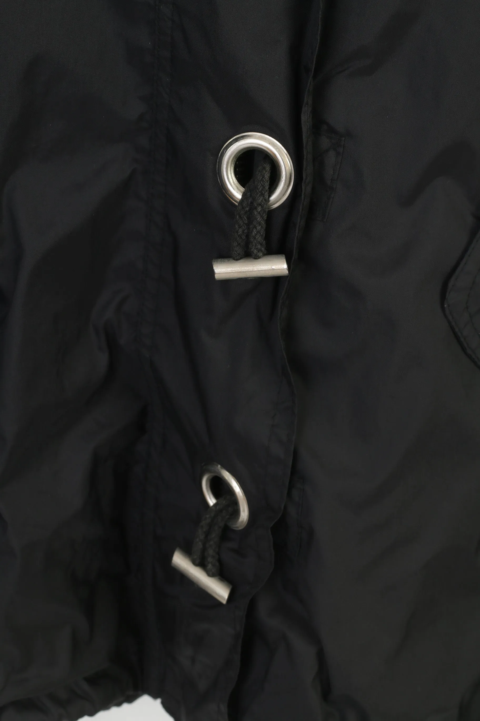 Fascination Women 36 38 XL Jacket Black  Hood Nylon Waterproof Full Zipper Vintage Top