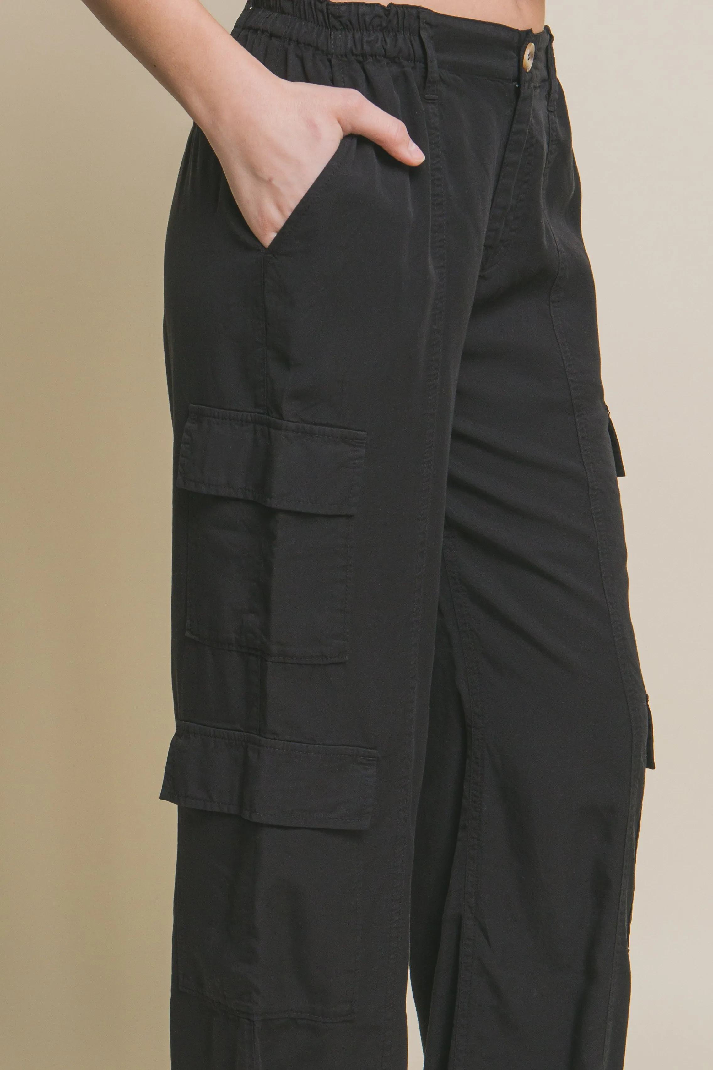 FASHNZFAB Full-length Tencel Pants With Cargo Pockets