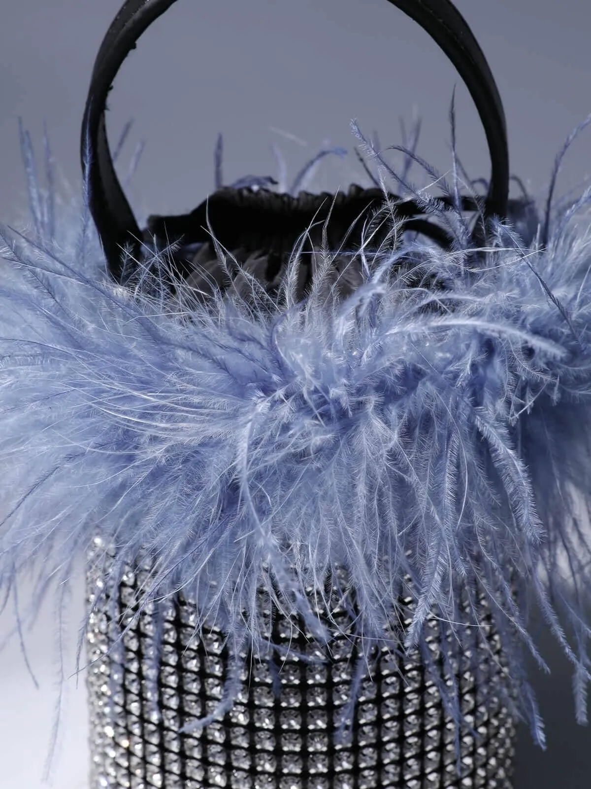 FEATHER RHINESTONE BUCKET BAG IN BLUE Gloria Lanvin