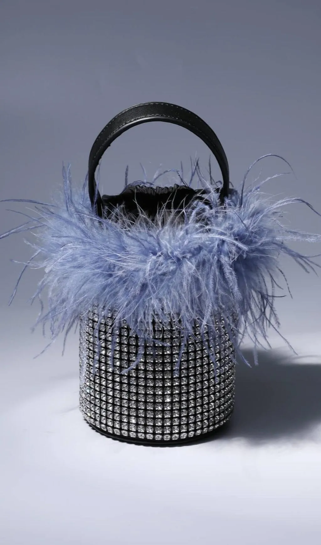 FEATHER RHINESTONE BUCKET BAG IN BLUE Gloria Lanvin