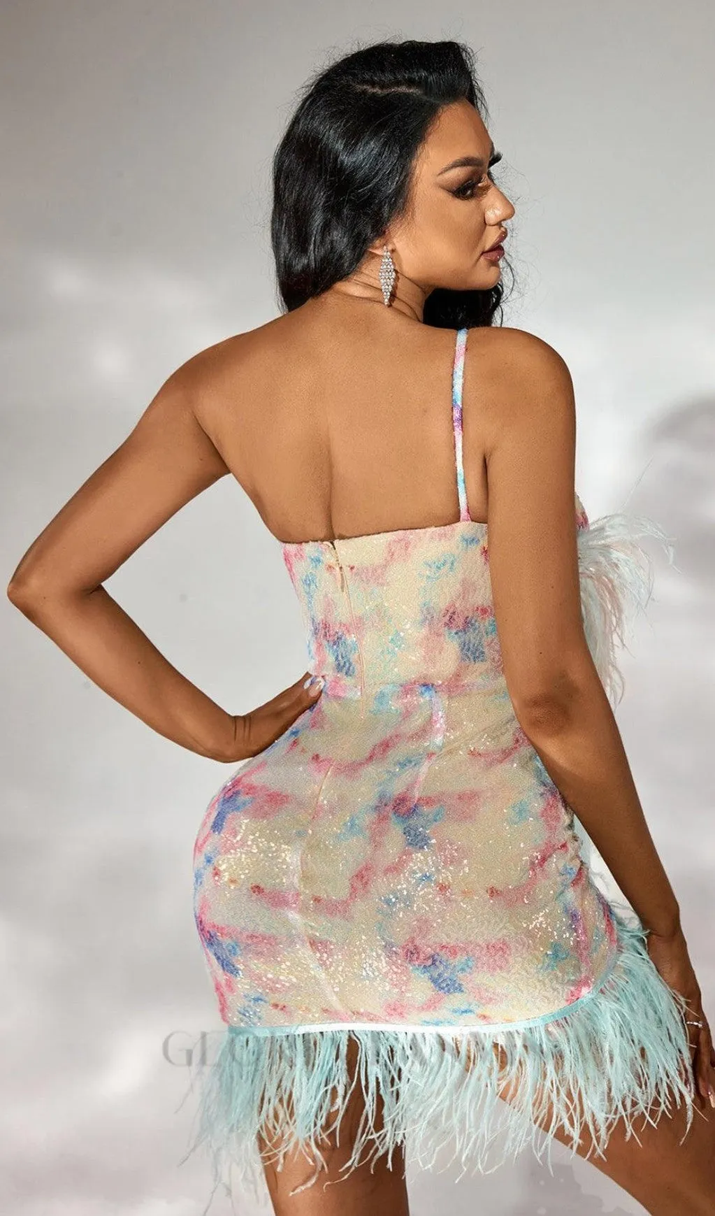 Feather Sequin Mini Dress Gloria Lanvin