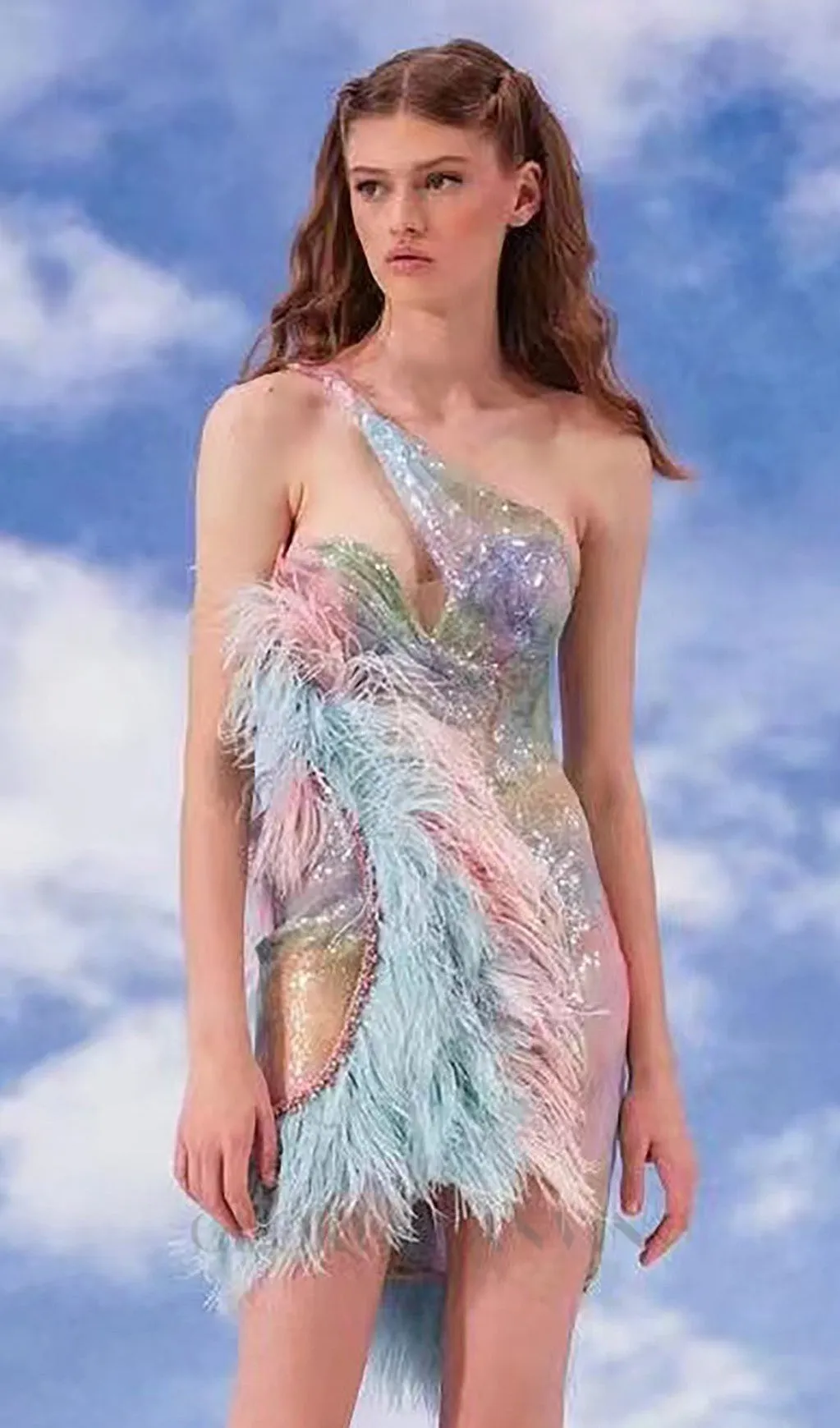 Feather Sequin Mini Dress Gloria Lanvin