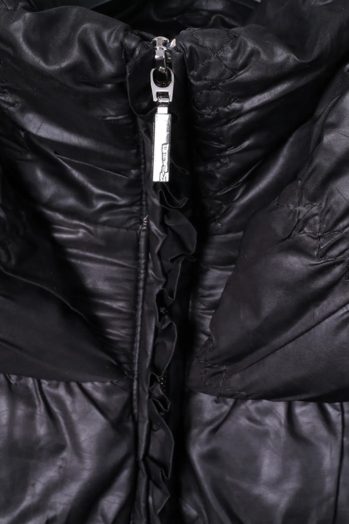 Feyem Women M (S) Down Jacket Black Long Full Zipper Quilted Made in Italy