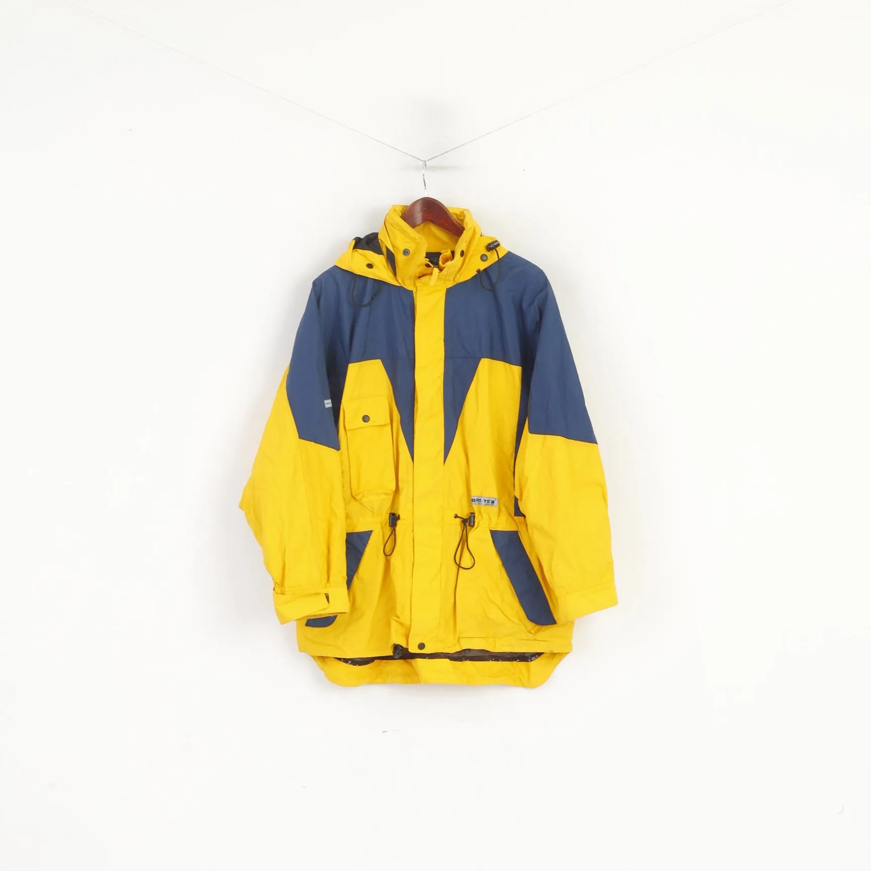 Fibre-Tex Men XL Jacket Yellow Vintage Outdoor Nylon Waterproof Hooded Top
