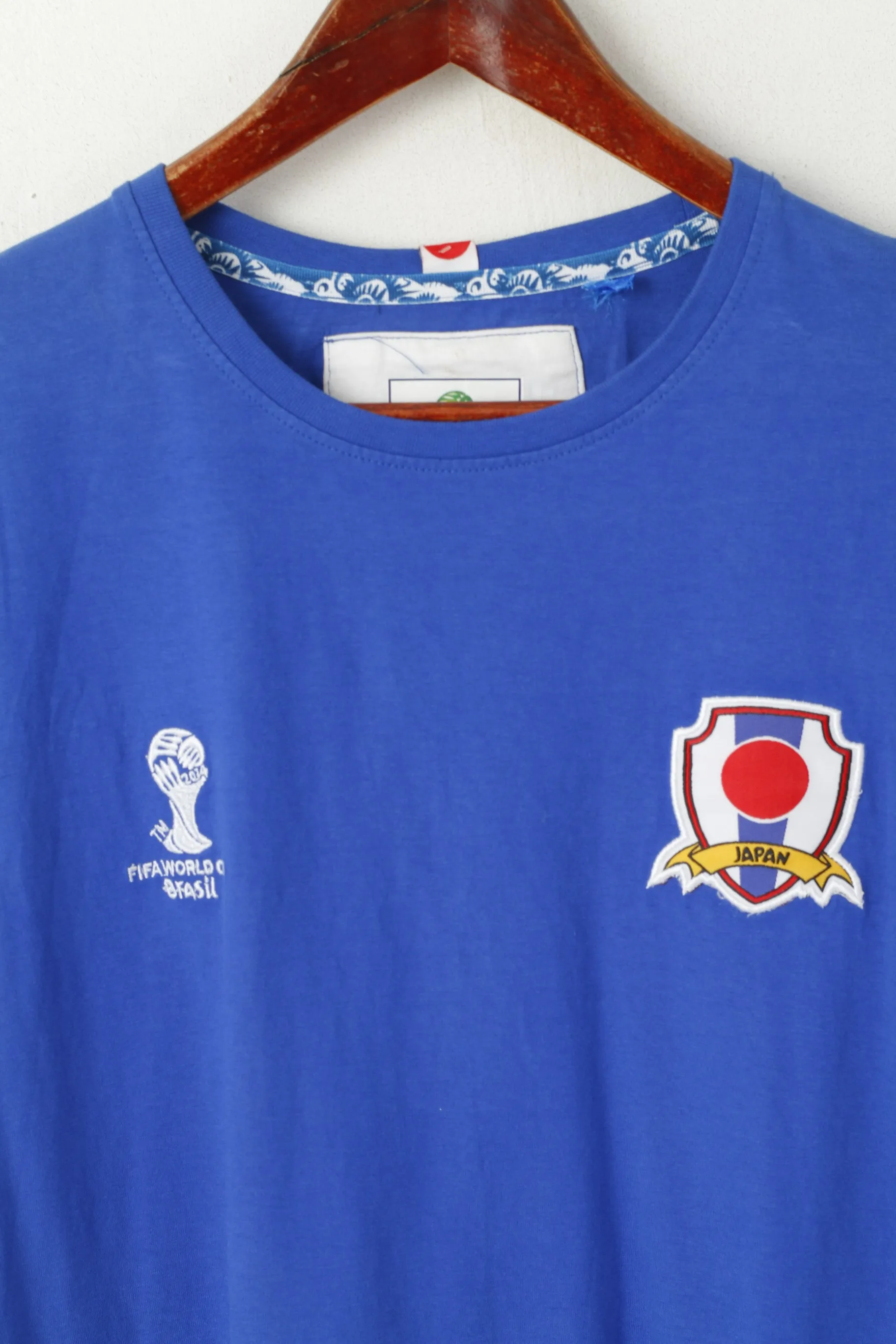 Fifa World Cup Brasil Men M T- Shirt Blue Cotton Japan Sport Football Top