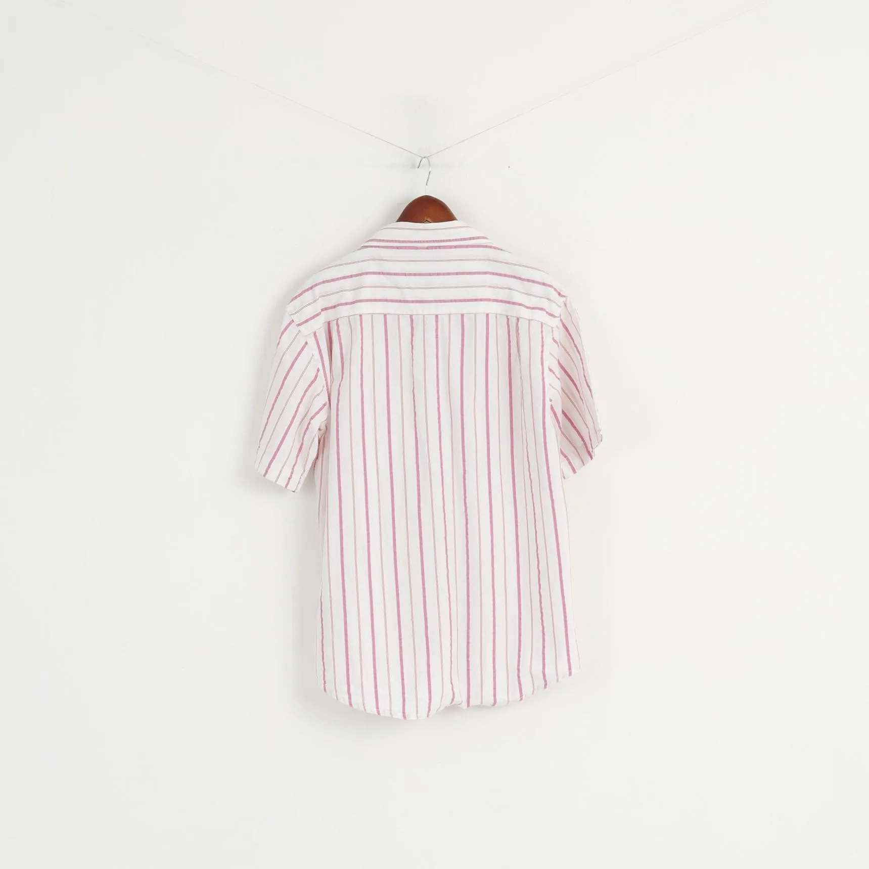 Fila Academy Men XL Casual Shirt White Pink Striped Biella Italy Cotton Top