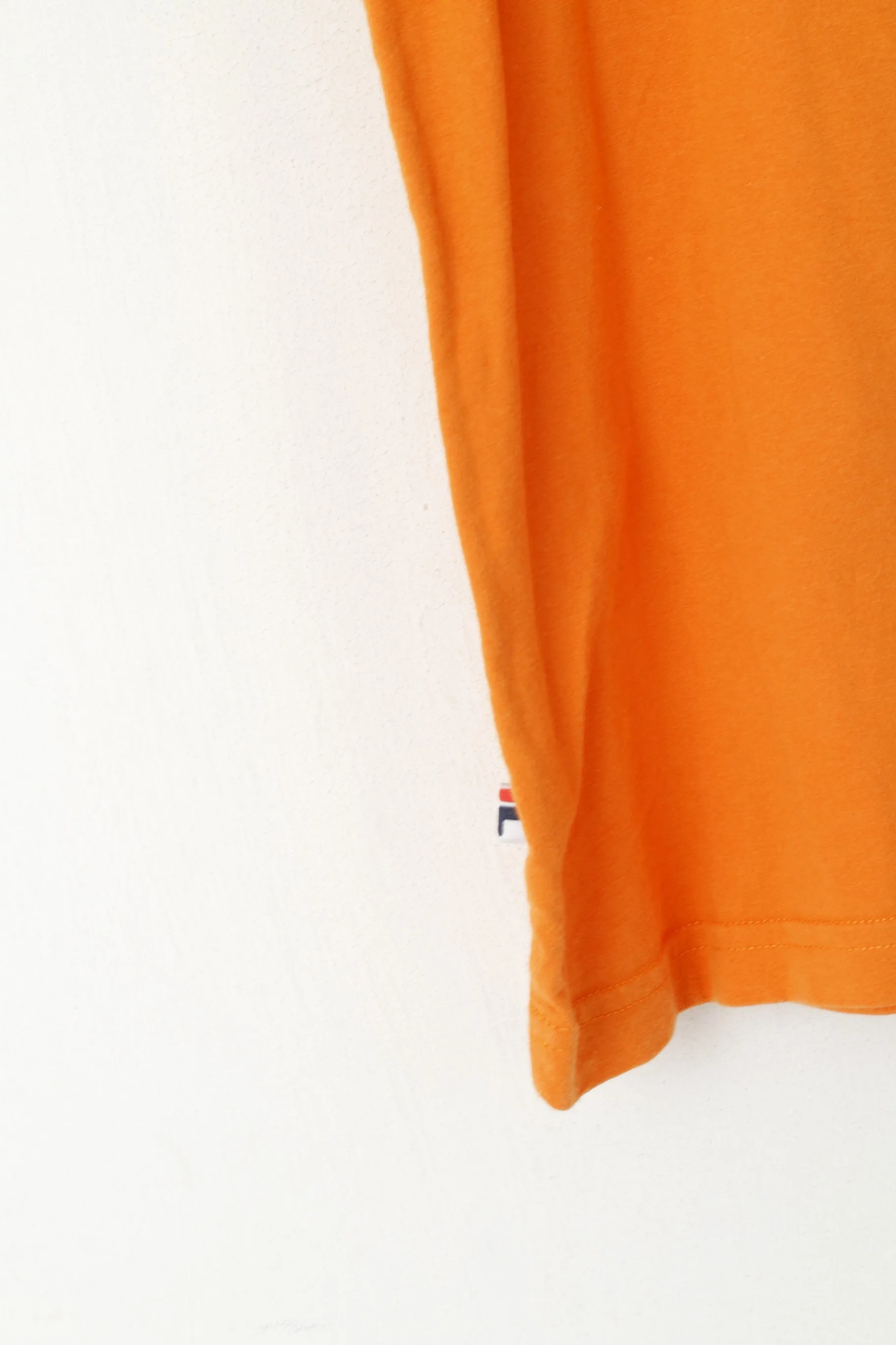 Fila Men 50 M Shirt Orange Cotton Vintage Logo Crew Neck Sleeveless Top