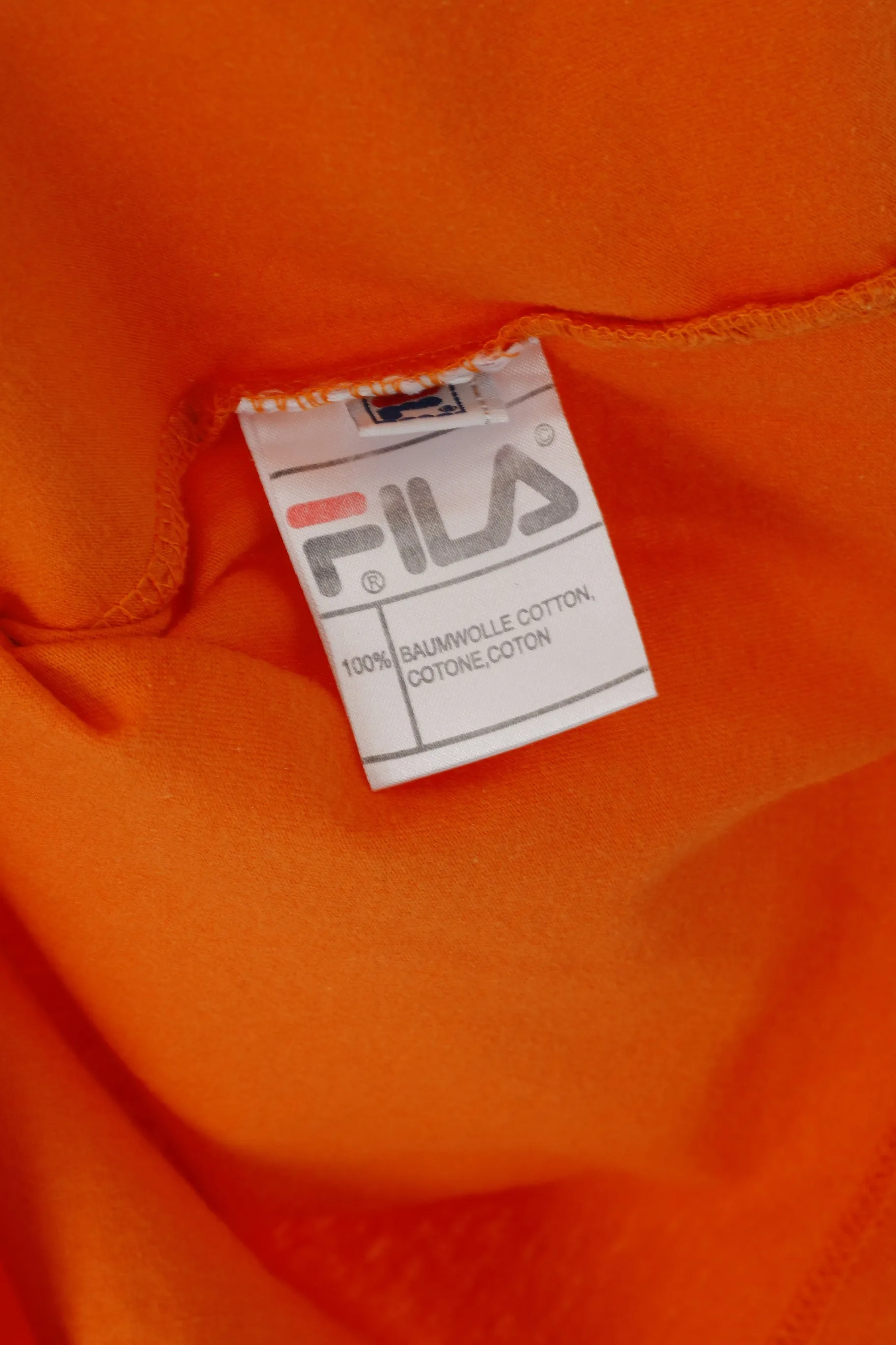 Fila Men 50 M Shirt Orange Cotton Vintage Logo Crew Neck Sleeveless Top