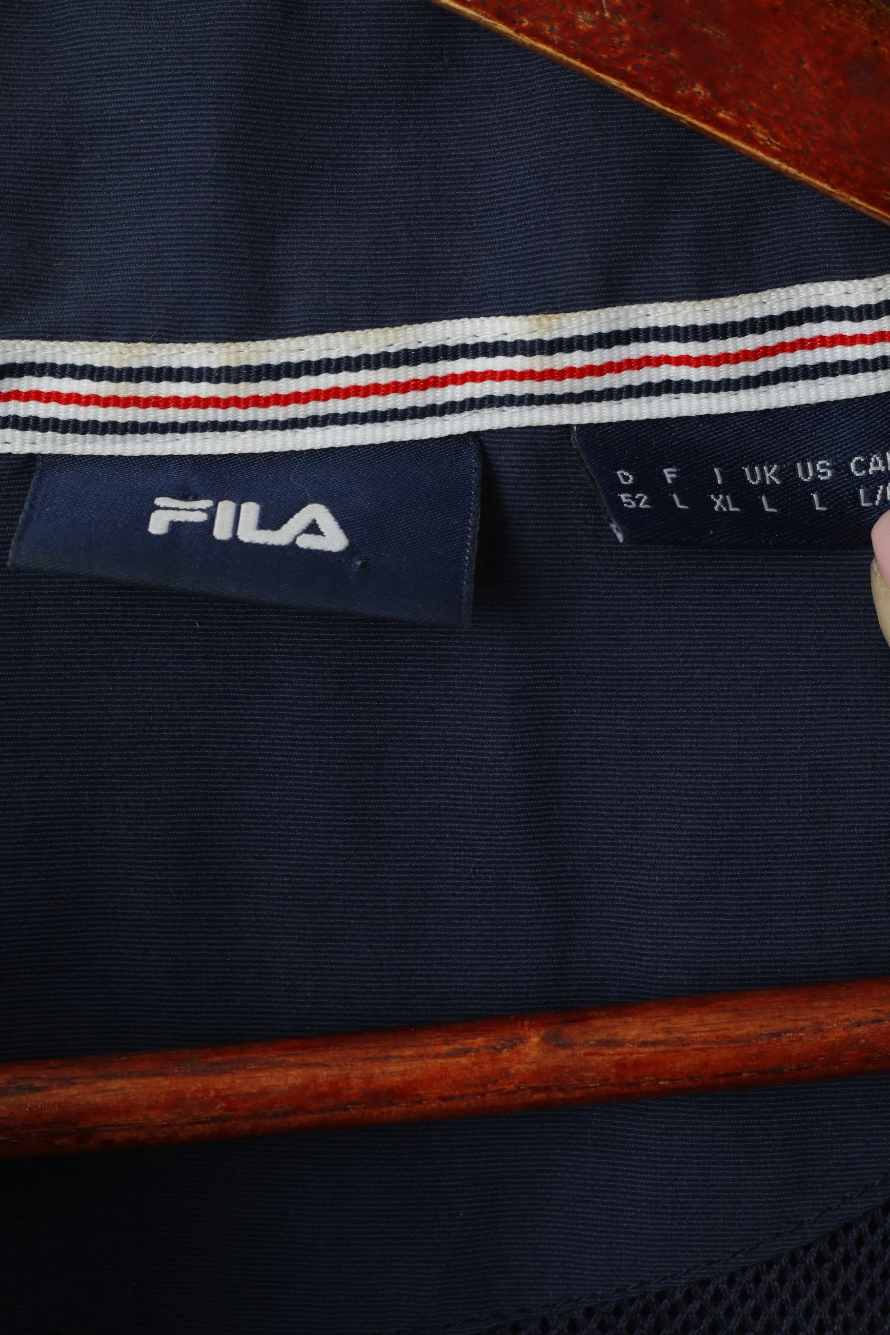 Fila Men 52 L (M) Jacket Navy Nylon Waterproof Classic Zip Up Harrington Sport Top