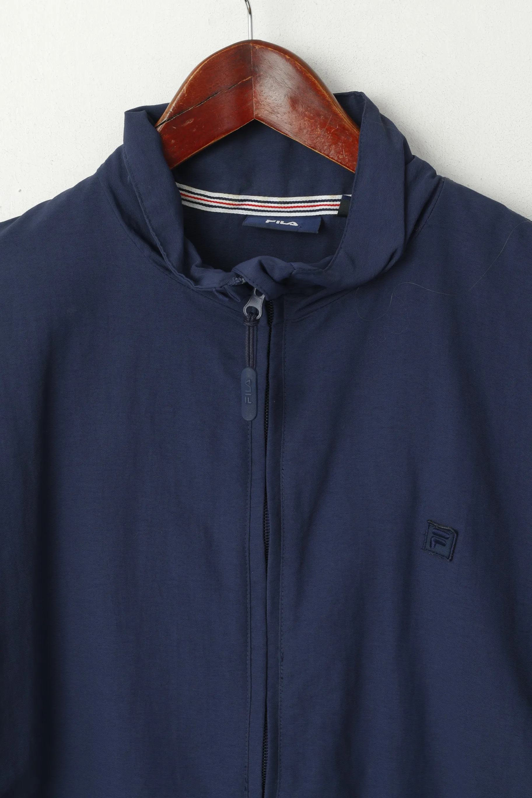 Fila Men 52 L (M) Jacket Navy Nylon Waterproof Classic Zip Up Harrington Sport Top