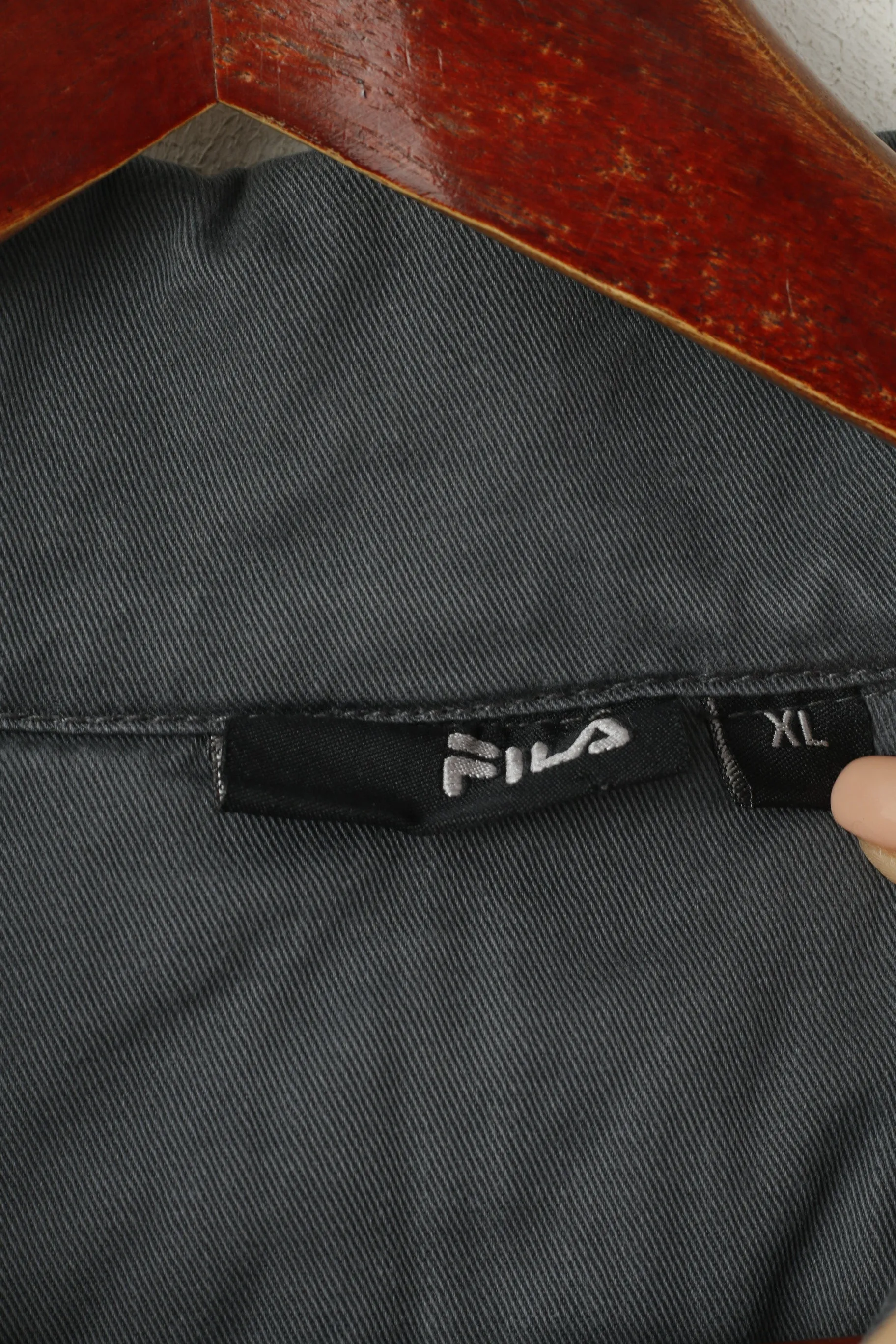 FILA Men XL (M) Jacket Grey Cotton Padded Full Zipper Military Pockets Classic Top