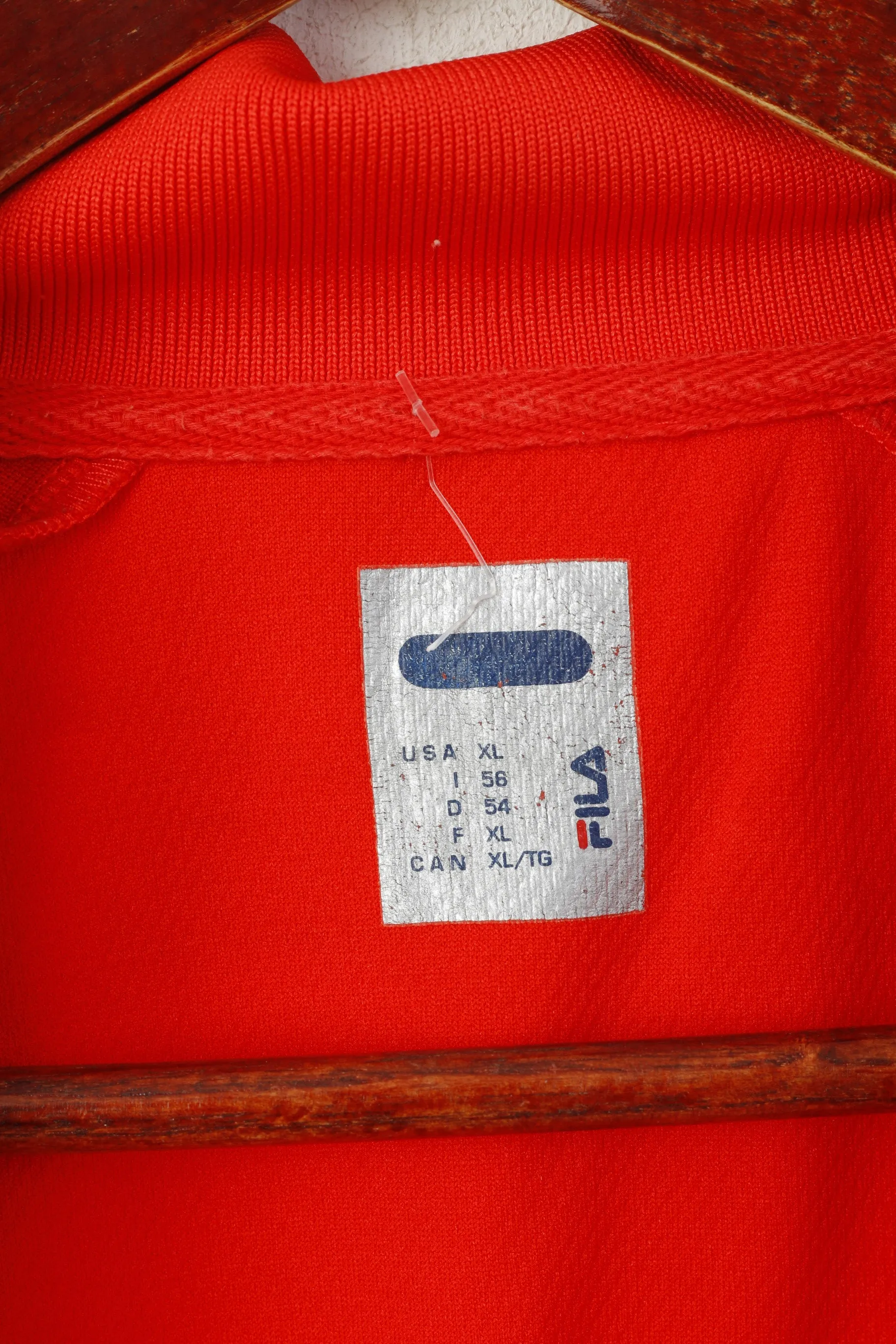 Fila Men XL Polo Shirt Neon Red Shiny Vintage Sportswear Logo Sport Top