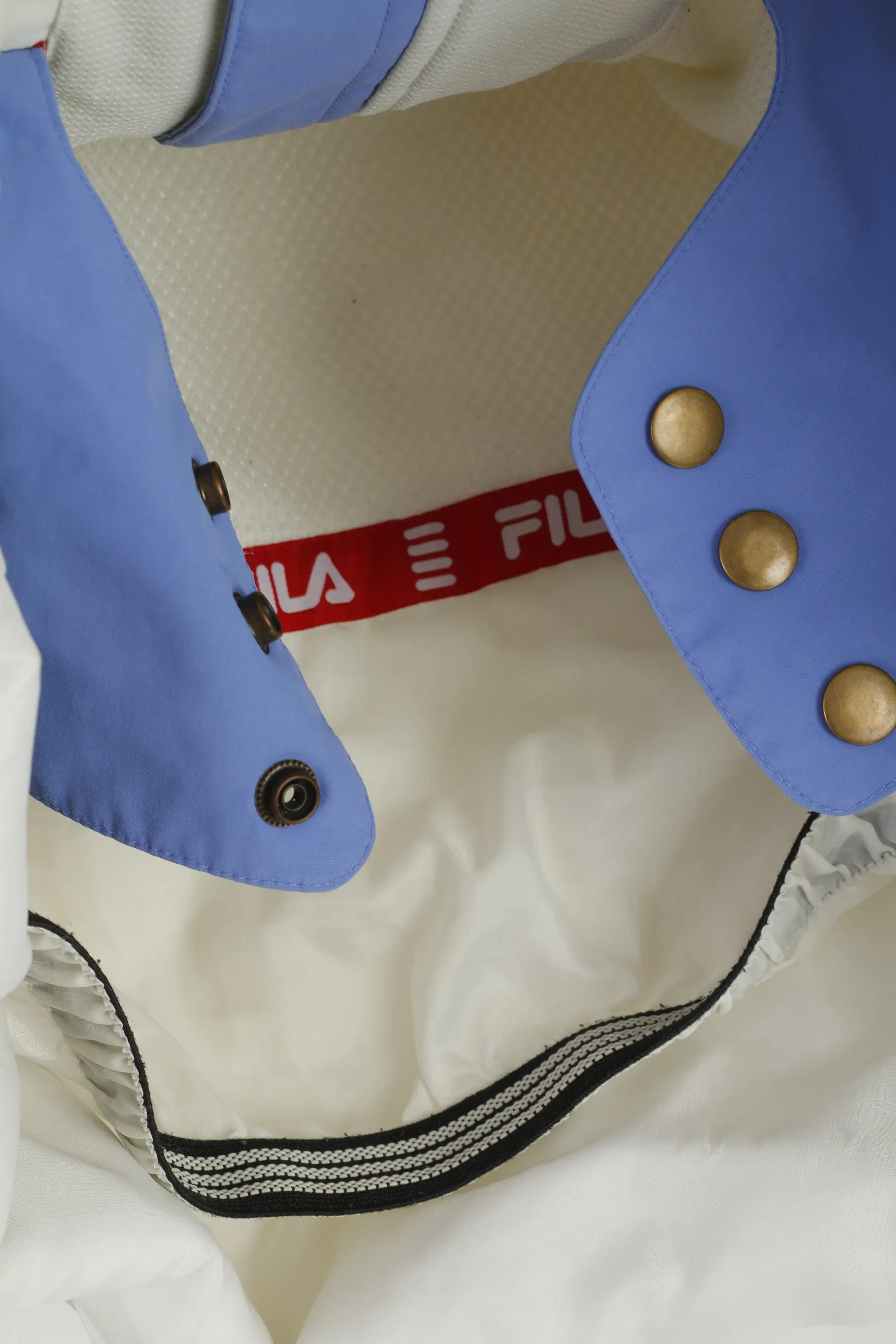 FILA Women 16 L Ski Jacket Beige Blue Snowboard Nylon Waterproof Zip Up Top